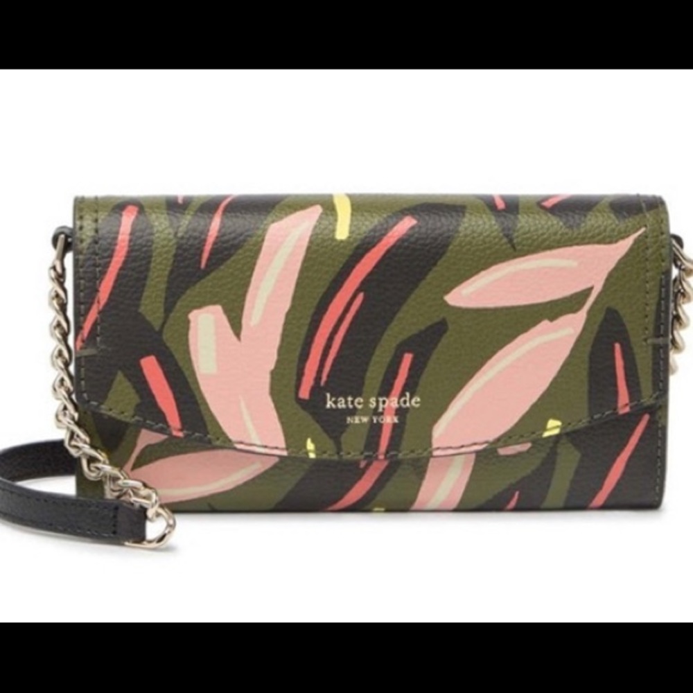 Kate Spade Wallet On A Chain, Eva Modern Feather Green, Crossbody *NWT*